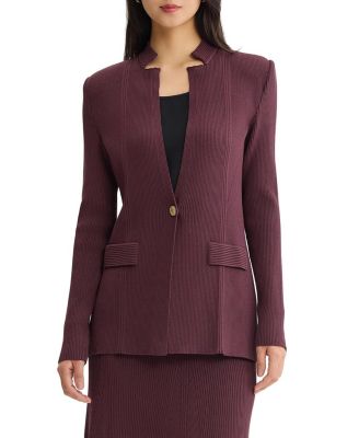 Tailored Tonal Ribbed Knit Jacket