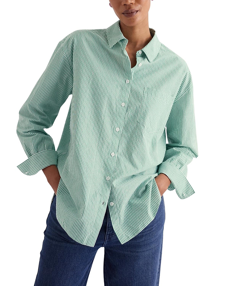 Seasalt Cornwall Sea Path Oversized Poplin Shirt In Green