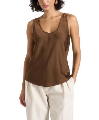 Mathilda Satin Scoop Neck Open Back Tank Top