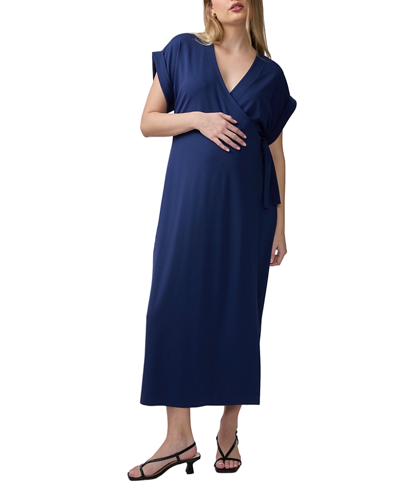 Ingrid & Isabel Short Sleeve Knit Wrap Maternity Midi Dress