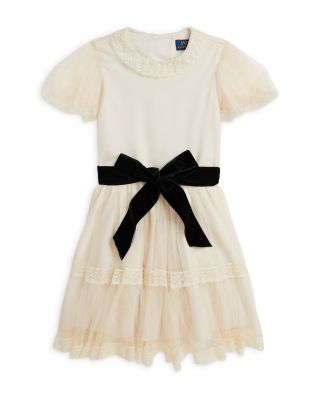 Girls' Lace Trim Tulle Dress - Little Kid