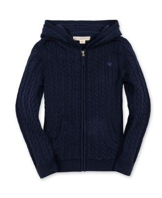 Boys' Organic Long Sleeve Full Zip Hooded Sweater with Elbow Patches - Little Kid, Big Kid