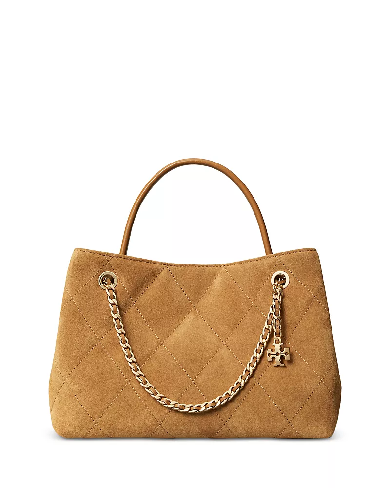 Tory Burch Fleming Suede Small Quilted Crossbody