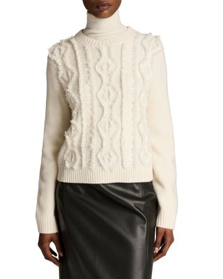 Cut Float Wool Crewneck Cable Knit Sweater