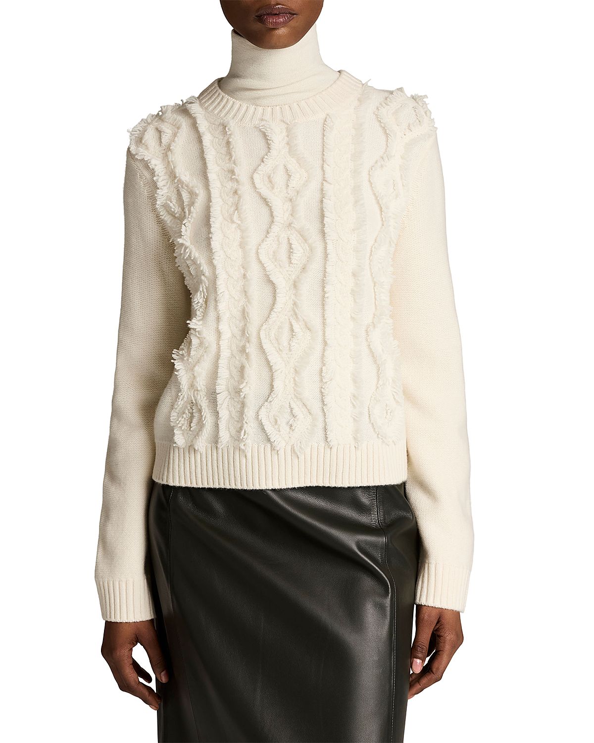 Vince Cut Float Wool Crewneck Cable Knit Sweater