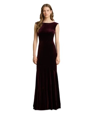 Velvet Boat Neck Gown