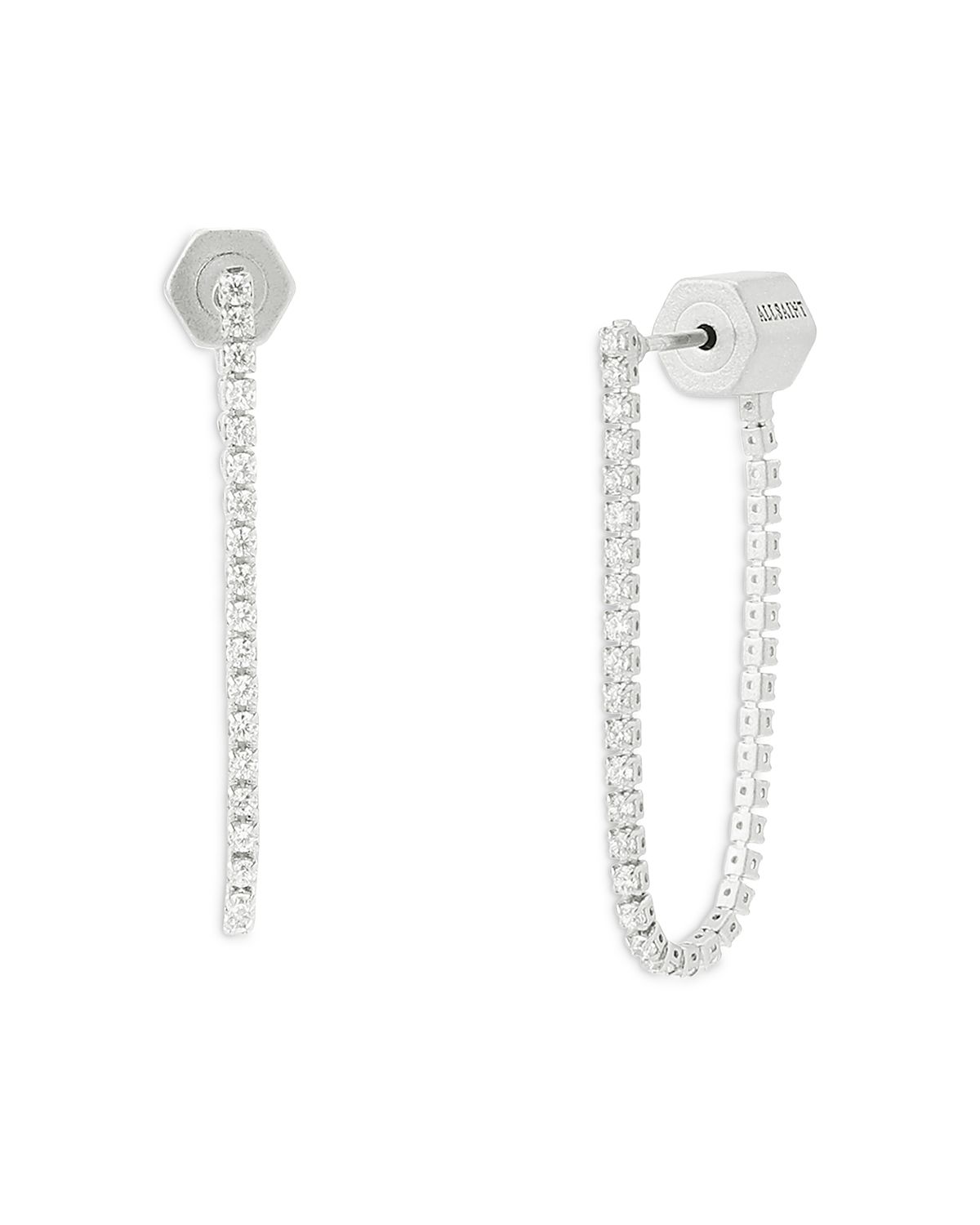 Allsaints Phoebe Rhinestone Chain Front To Back Earrings