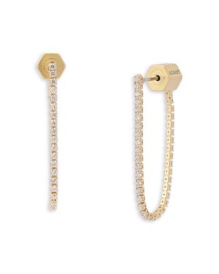 Allsaints Phoebe Rhinestone Chain Front To Back Earrings