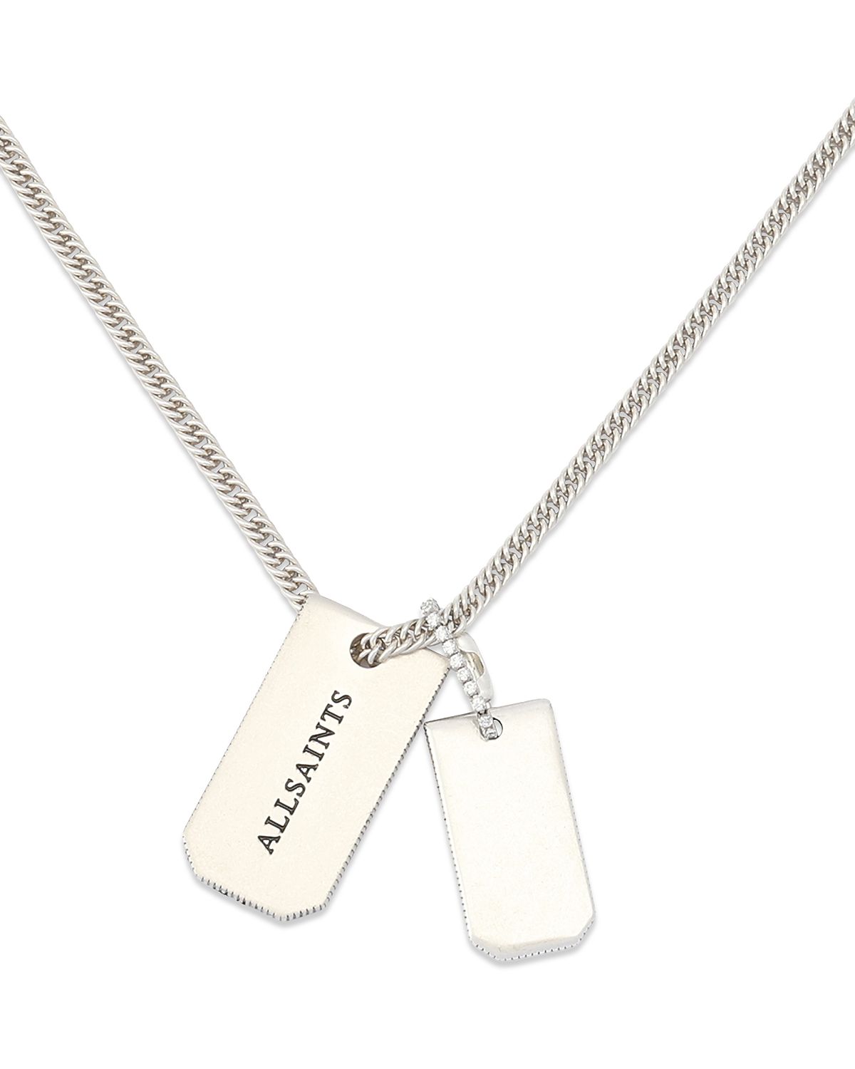 Allsaints Phoebe Signature Dog Tag Long Pendant Necklace