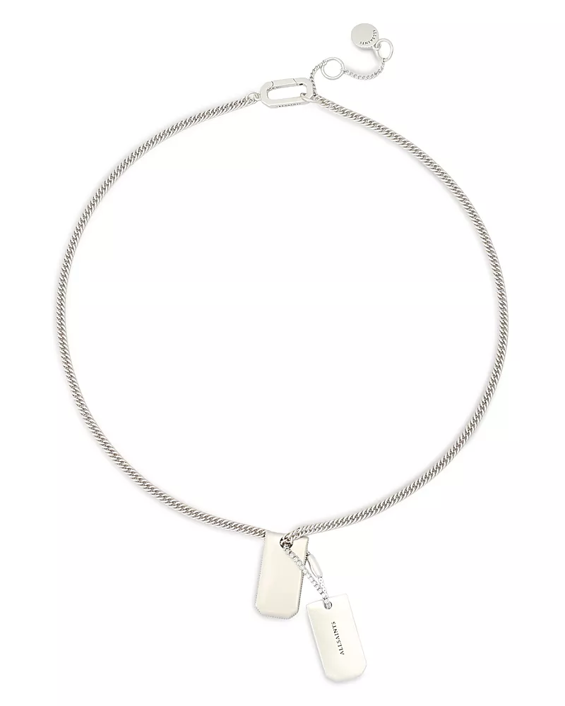 Allsaints Phoebe Signature Dog Tag Pendant Necklace, 16