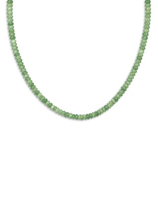 Moon & Meadow 10K Yellow Gold Dark Quartzite Rondelle Beaded Collar Necklace, 17.75