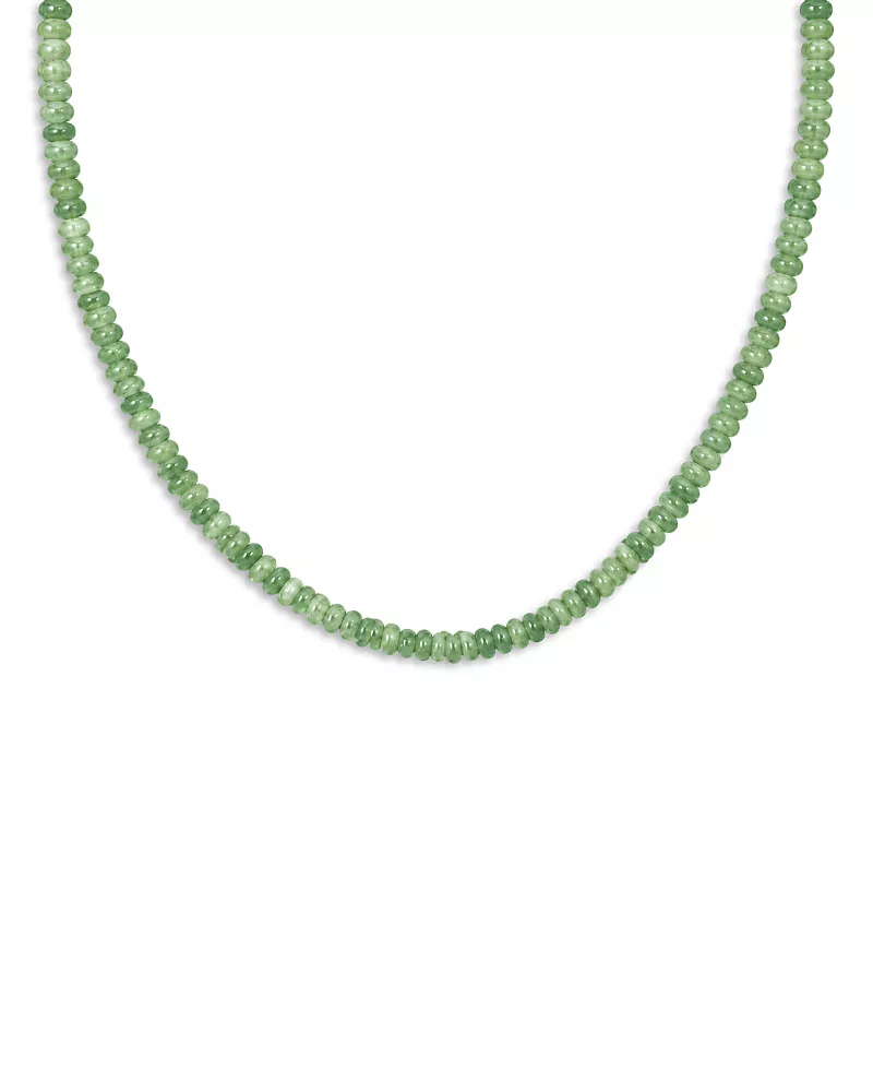 Moon & Meadow 10K Yellow Gold Dark Quartzite Rondelle Beaded Collar Necklace, 17.75