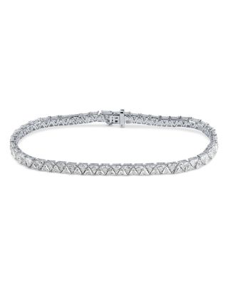 Bloomingdale's Fine Collection Luxe Collection Certified Lab Grown Diamond Trilliant Cut Tennis Bracelet in 14K White Gold, 11.0 tcw