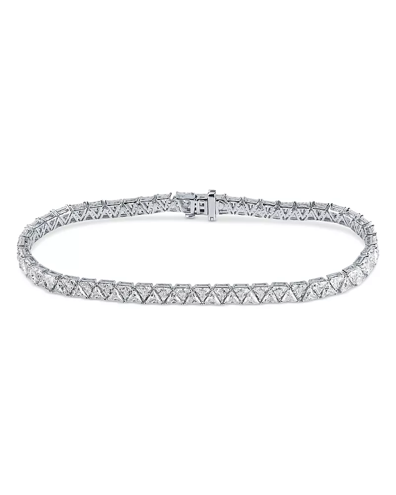 Bloomingdale's Fine Collection Luxe Collection Certified Lab Grown Diamond Trilliant Cut Tennis Bracelet in 14K White Gold, 11.0 tcw