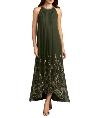  Sleeveless Embellished Scallop Hem Trapeze Dress
