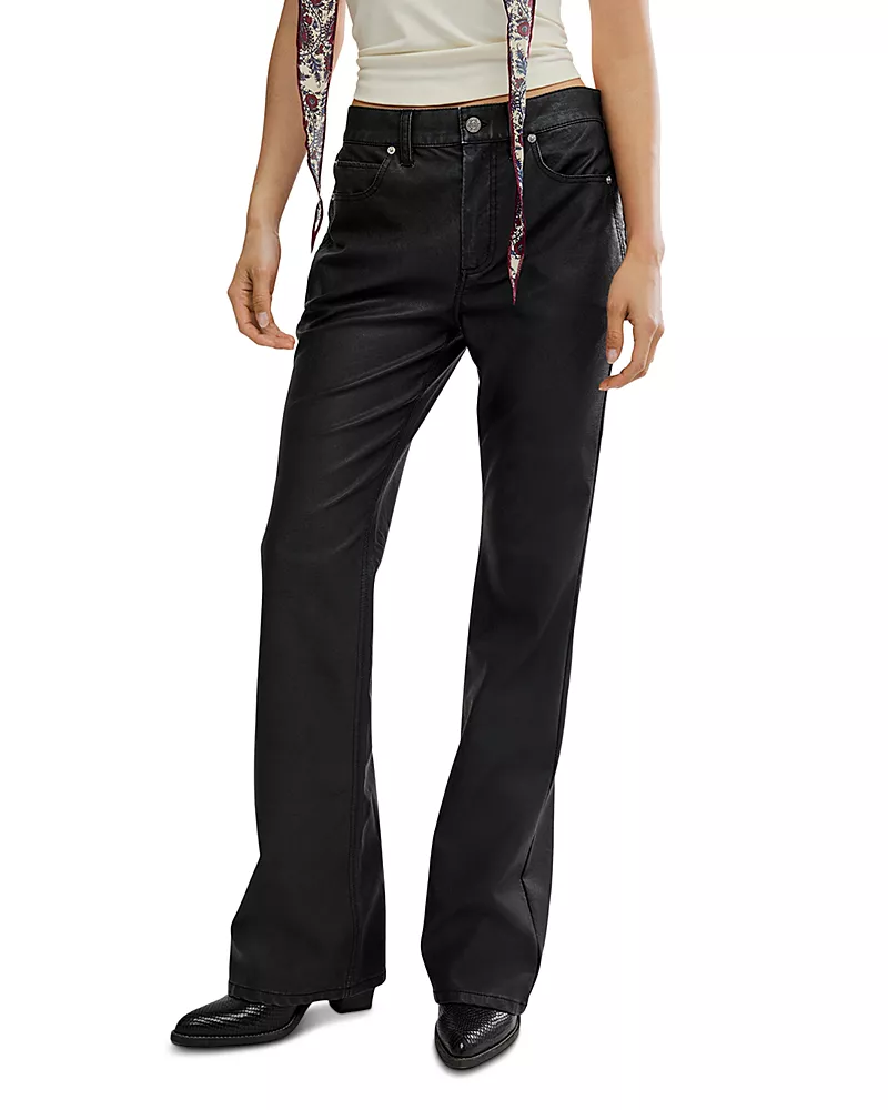 Free People Double Knot Faux Leather Straight Pants