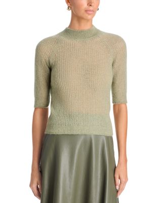Fewe Mock Neck Elbow Sleeve Sweater