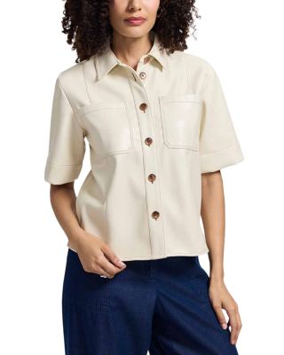 Demi Faux Leather Short Sleeve Shirt