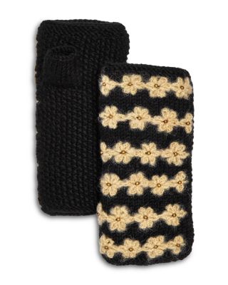 Floral Wool Fingerless Gloves