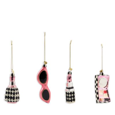 Courtly Cosmetic Glass Ornaments, Set of 4