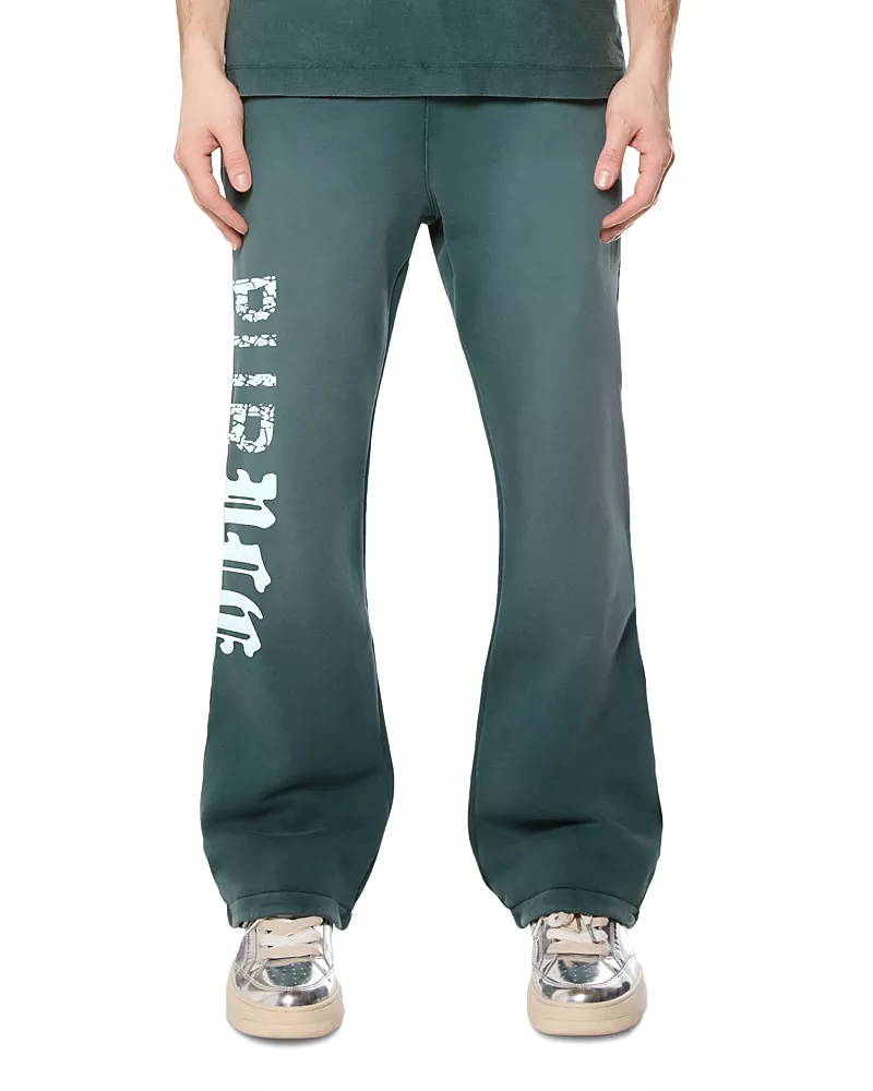 Purple Brand Cotton Flared Fleece Logo Sweatpants
