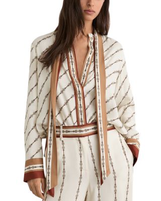 Reiss Lydia Tie Neck Loose Fit Shirt