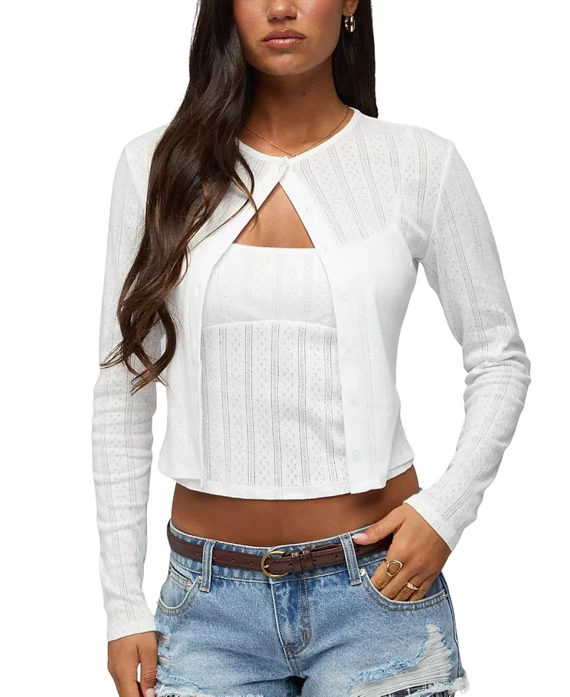 Edikted Adie Pointelle Cardigan