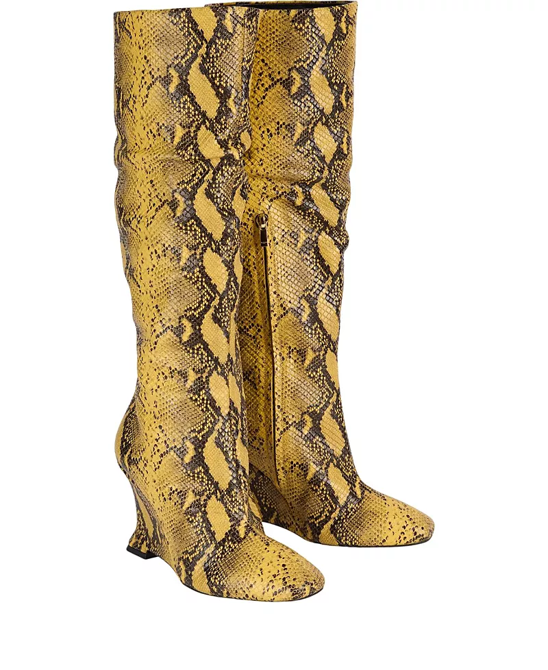Balmain Women's Wedge Boots in Python-Effect Leather