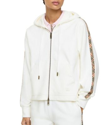  Check Trim Cotton Zip Hoodie