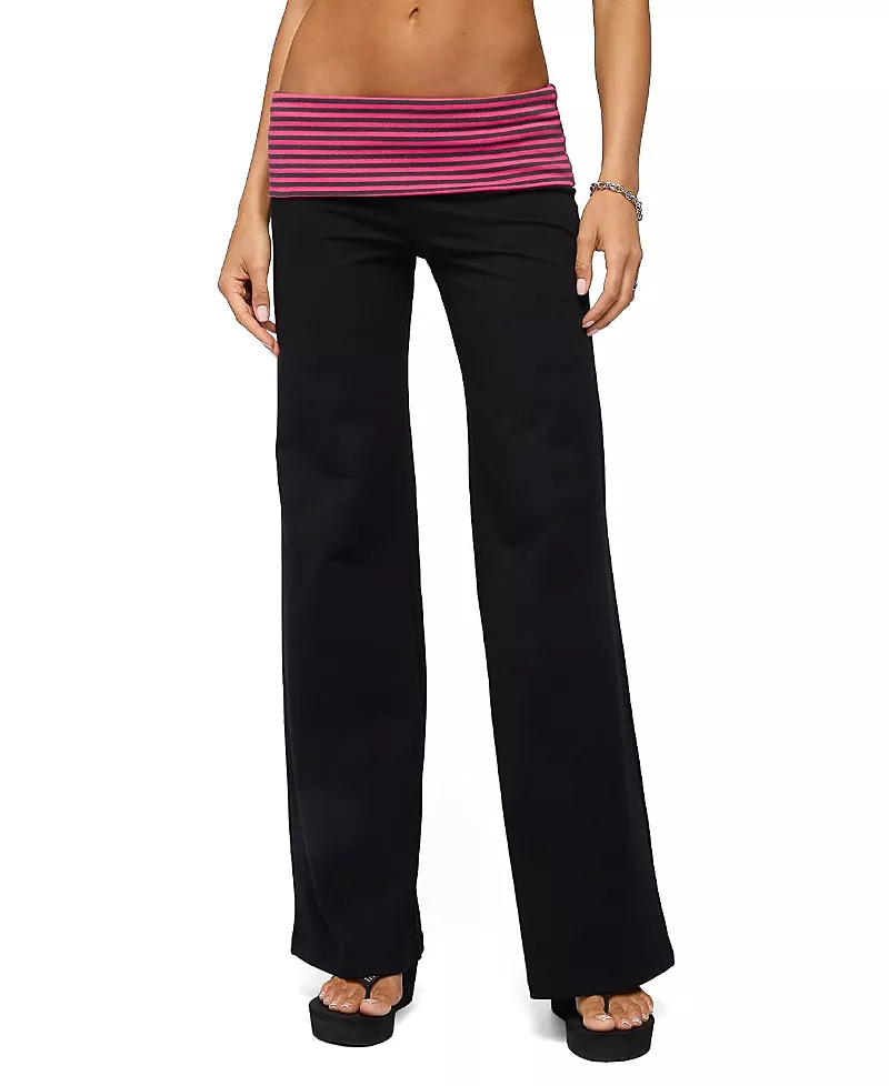 Edikted Maci Striped Foldover Pants