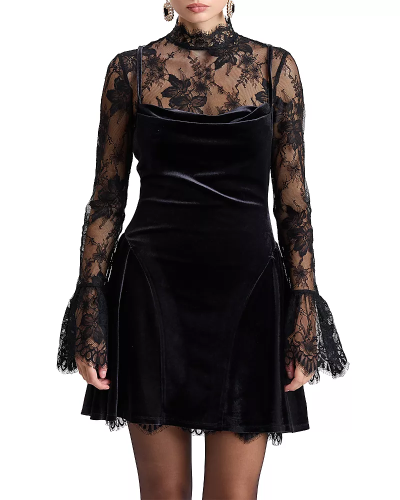 Avec Les Filles Twofer Lace Combo Mini Dress