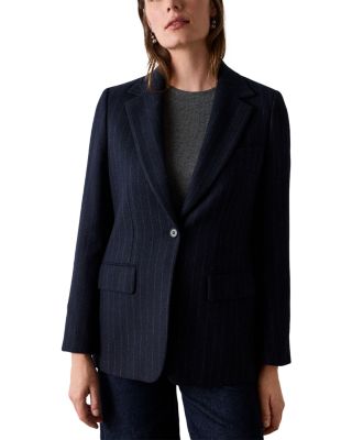 Pinstriped One Button Blazer