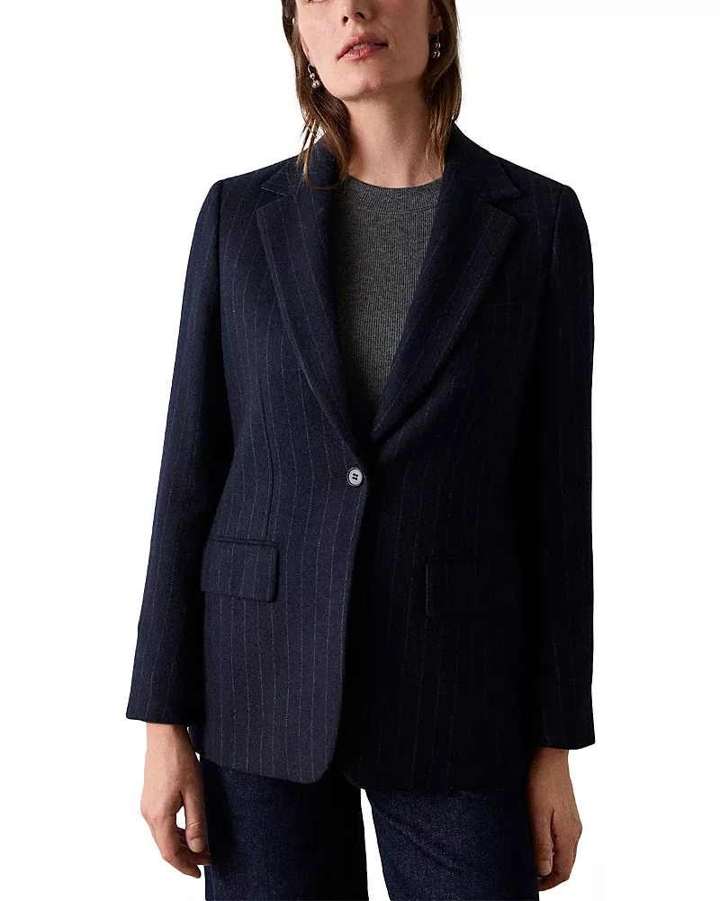 Whistles Pinstriped One Button Blazer