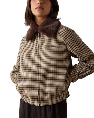 Faux Fur Collar Bomber Jacket