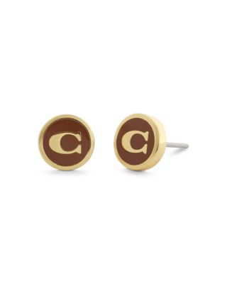 Signature C Enamel Coin Stud Earrings