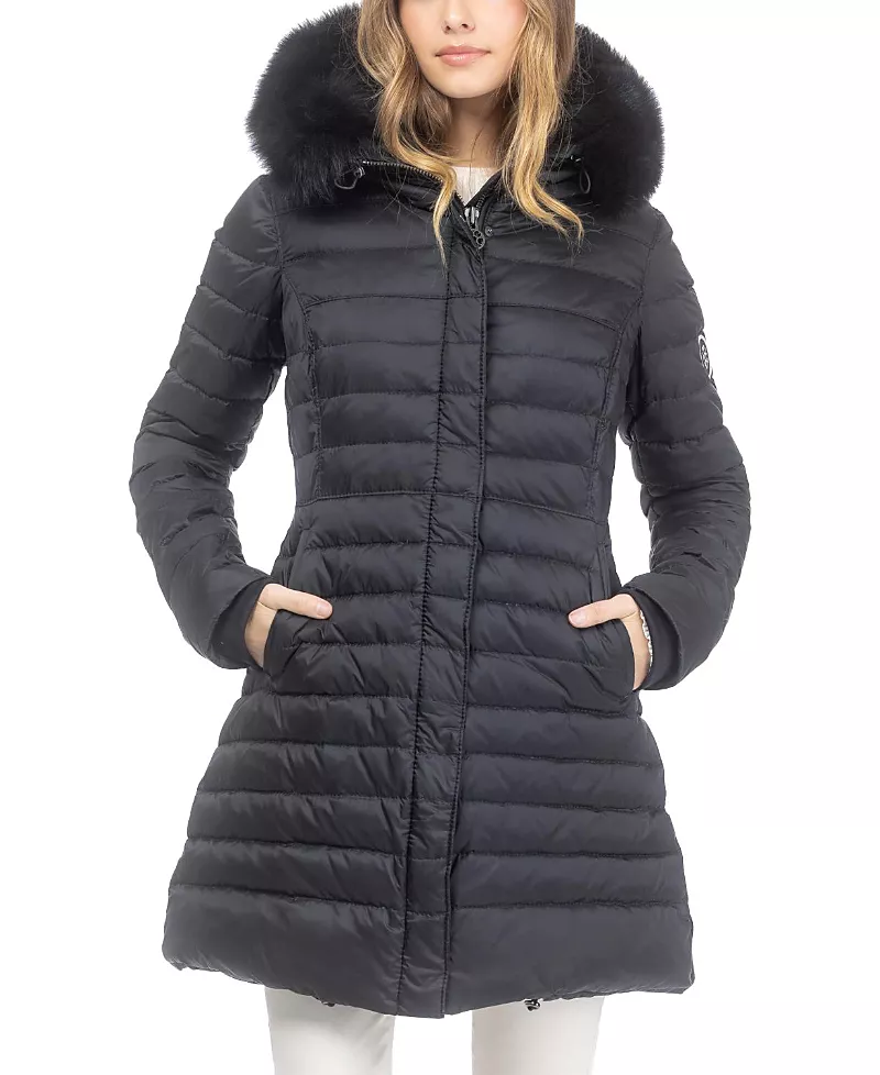 Gorski Apres-Ski Horizontal Jacket with Detachable Toscana Lamb Hood Trim