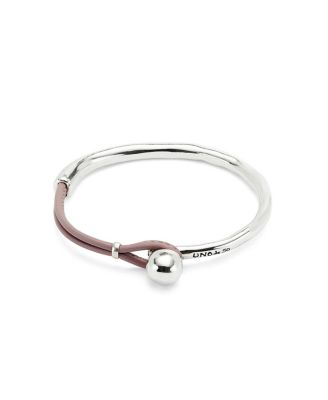  Sterling Silver-Plated Semi-Rigid Bracelet with Lilac Leather