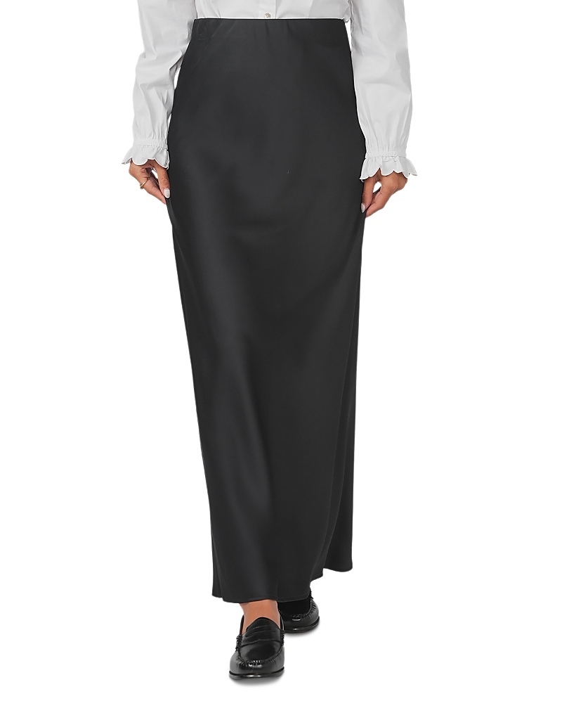 Point Brushed Straight Maxi Skirt In Black