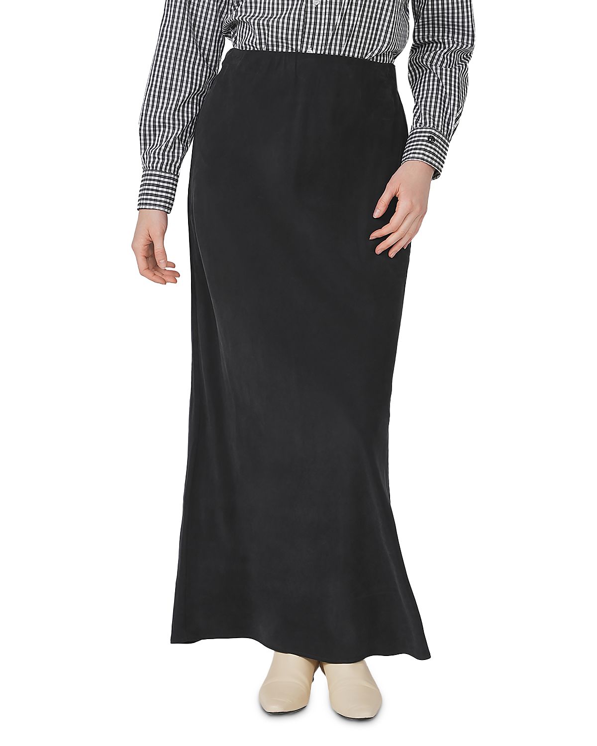 Point Brushed Straight Maxi Skirt