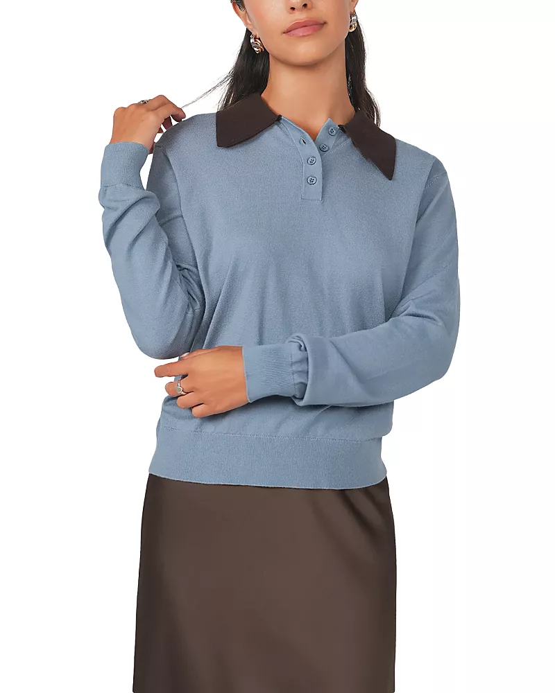 Point Contrast Polo Sweater