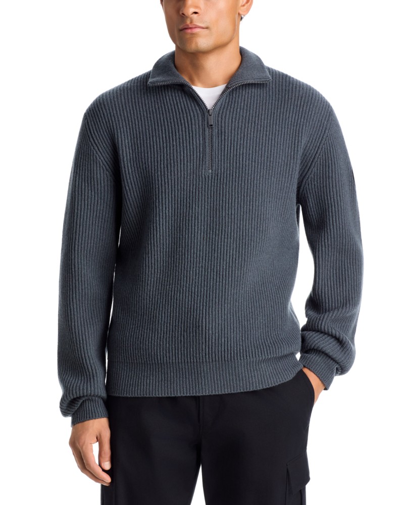 Canada Goose McKinney Quarter Zip Knit Merino Wool Sweater in Anchor Grey