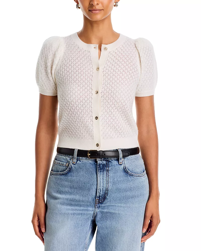 Alice and Olivia Sabine Cashmere Blend Cropped Cardigan