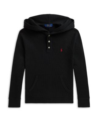 Boys' Waffle Knit Cotton Hooded Henley - Little Kid, Big Kid