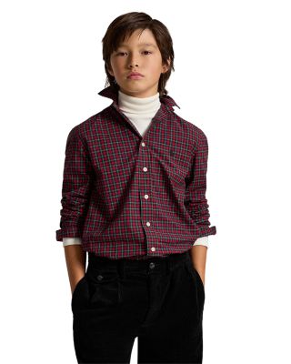 Boys' Plaid Cotton Poplin Shirt - Big Kid