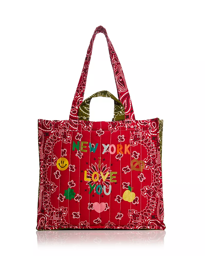 Call it By Your Name Ny Love Quilted Embroidered Tote