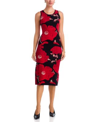 Sleeveless Floral Jacquard Midi Dress