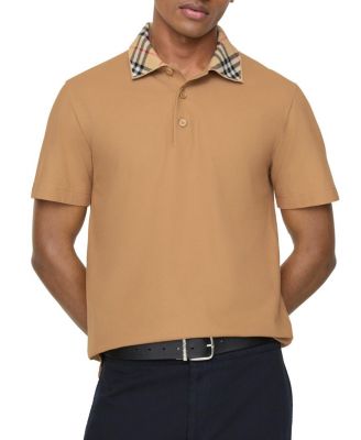 Check Collar Cotton Polo Shirt