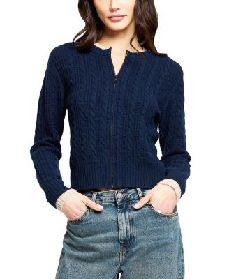 Women's Thea Cashmere Cable Zip Up Cardigan