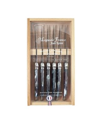  Marble in Wood Box with Acrylic Lid, 6 Piece Steak Knife Set