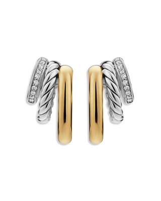 DY Mercer&reg; Multi Row Earrings in Sterling Silver with 14K Yellow Gold and Diamonds, 18mm